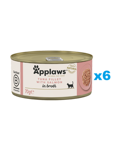 APPLAWS Cat Adult Tuna with Salmon in Broth Conserve mancare pisici, cu ton si somon in sos 6x70 g