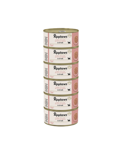 APPLAWS Cat Adult Tuna with Salmon in Broth Conserve mancare pisici, cu ton si somon in sos 6x70 g