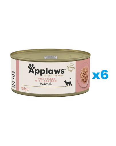 APPLAWS Cat Adult Tuna with Salmon in Broth Mancare umeda pisici, cu ton si somon in sos 6x156 g