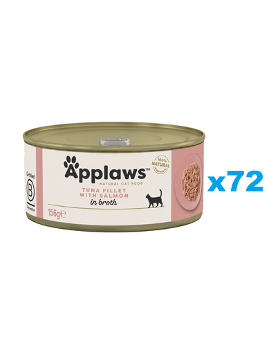 APPLAWS Cat Adult Tuna with Salmon in Broth Conserve pentru pisica, cu ton si somon in sos 72x156 g