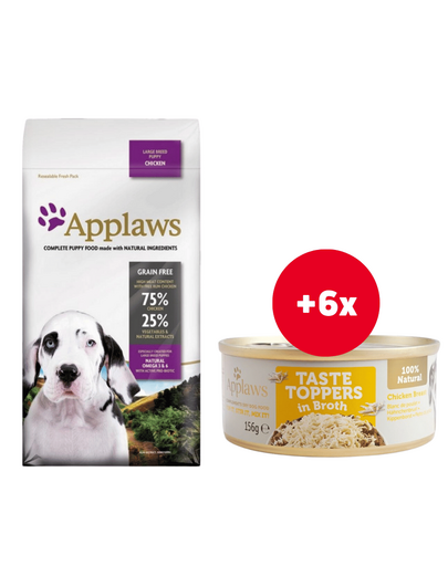 APPLAWS Puppy Large Breed Chicken 2kg + 6 x 156 g GRATIS pui in sos