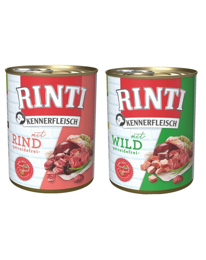 RINTI Kennerfleisch 12 x 800 g + 12 x Beef 800 g mix conserve caini