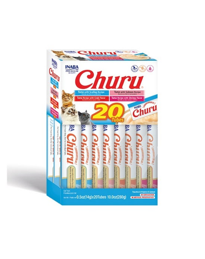 INABA Churu Varieties Tuna&Seafood 20x14g Recomense cu ton si fructe de mare pentru pisici