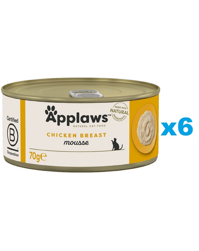 APPLAWS Cat Adult Mousse Chicken Conserve pentru pisici, mousse cu pui 6x70g