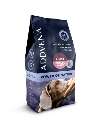 ADDVENA Power of Nature Junior medium&large 10 kg cu miel pentru catei de rase medii si mari