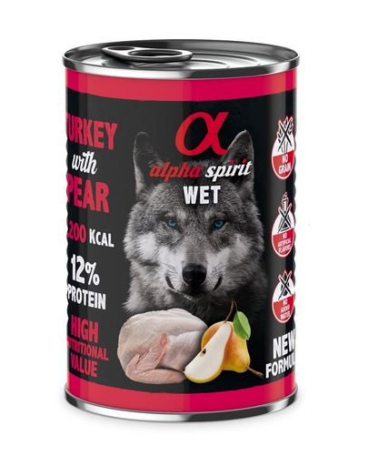 ALPHA SPIRIT Turkey with pear hrana caini, curcan si pere 400 g