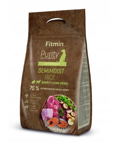 FITMIN Dog Purity Mâncare semi-umedă cu iepure, miel și orez 4 kg