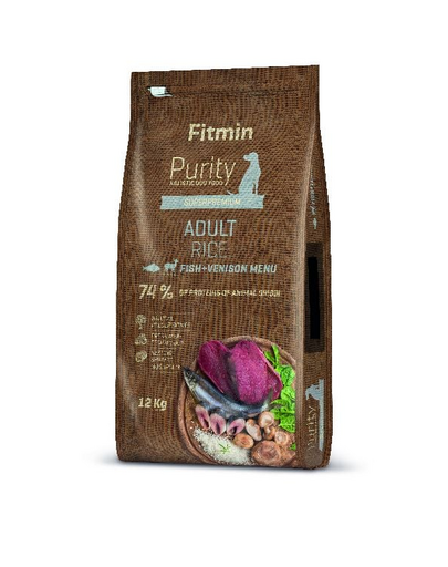 FITMIN Dog Purity Hrana uscata caini adulti, cu peste vanat si orez 12 kg