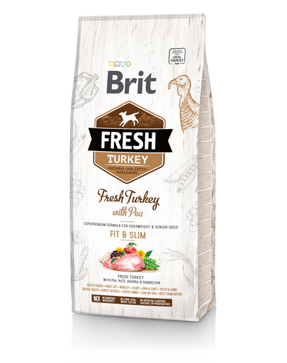 BRIT Fresh Light Fit&Slim Hrana uscata caini adulti, cu mazare si curcan 2,5 kg