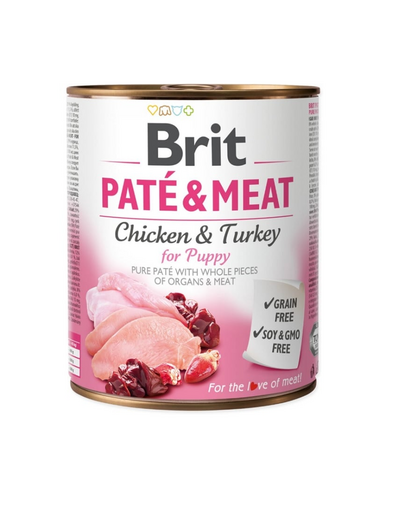 BRIT Pate&Meat puppy 800 g Hrana umeda pentru catei, pateu cu pasare