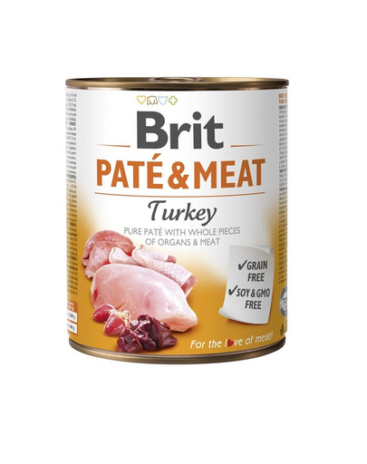 BRIT Pate&Meat turkey 800 g Conserva pateu pentru caini, cu curcan