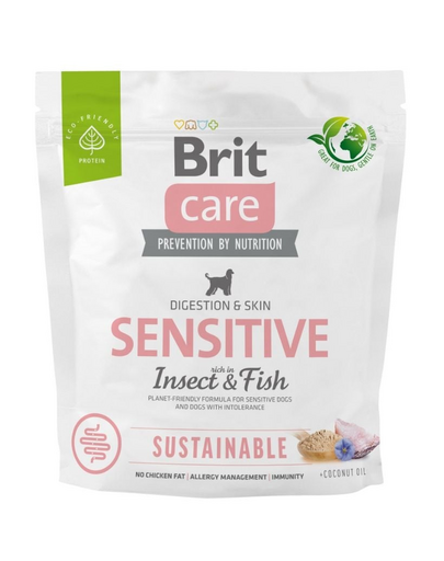 BRIT Care Sustainable Sensitive Insect & Fish hrana cu peste si insecte pentru caini adulti 1 kg