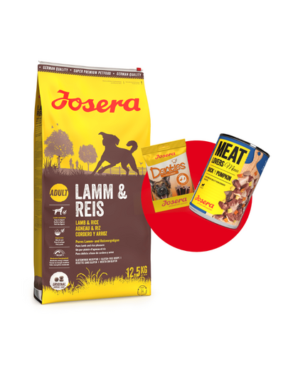 JOSERA Lamm&Reis 12,5kg pentru caini adulti cu miel + 1 x Denties & Meat Lovers GRATIS