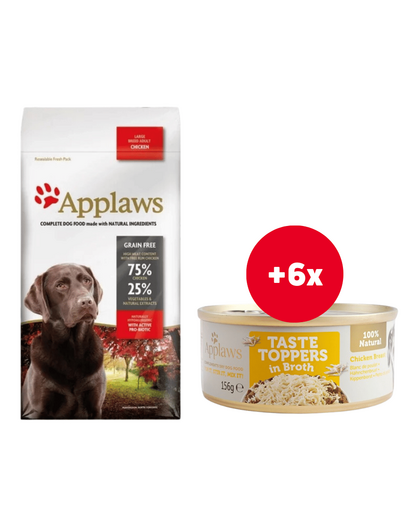 Applaws Dog Dry 2 kg Adult Chicken Large Breed + 6 x 156 g GRATIS pui in sos