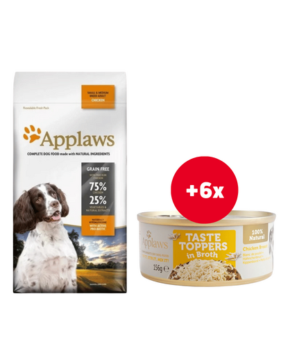 APPLAWS Adult Dog Small Medium Chicken 2 kg + 6 x 156 g GRATIS pui in sos