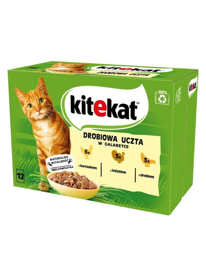 KITEKAT Pasare in aspic 12x85g hrana umeda pentru pisici cu pui, curcan, pasare