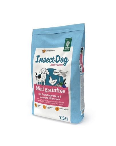 GREEN PETFOOD InsectDog Mini Grainfree 7,5 kg hrana pentru caini juniori si adulti de talie mica