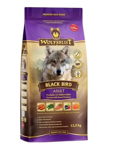 WOLFSBLUT Black Bird Adult hrana pentru caini, curcan si cartofi dulci 12,5 kg