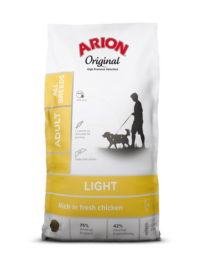 ARION Original Light Adult All Breeds Chicken Rice 12 kg hrana caini cu nevoie reduse de energie