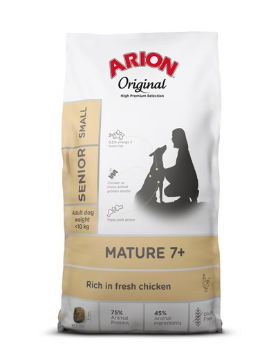 ARION Original Mature 7+ Senior Small Chicken Rice 7 kg hrana caine matur, cu pui