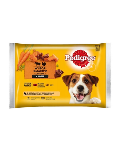 PEDIGREE Mix arome in sos 4x100g vita si miel, curcan si morcovi