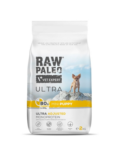 RAW PALEO Ultra Turkey Mini Puppy 2kg Mancare catei taie mica, cu curcan