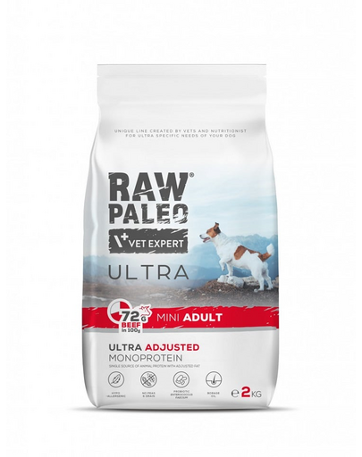 RAW PALEO Ultra Beef Mini Adult 2kg Mancare uscata caini adulti talie mica, cu vita