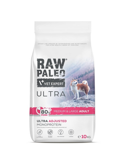 RAW PALEO Ultra Pork Medium&Large Adult 10kg hrana caini adulti din rase medii si mari, cu porc