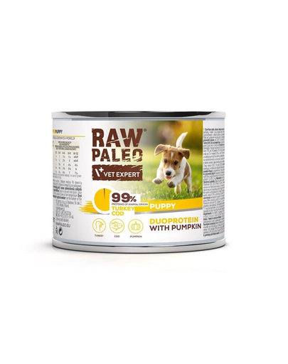 Hrana umeda pentru catei RAW PALEO Turkey&Cod Puppy 200g curcan si cod