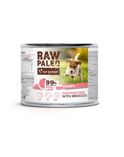 Hrana umeda cu porc si miel RAW PALEO Pork Lamb Puppy 200g pentru catelusi