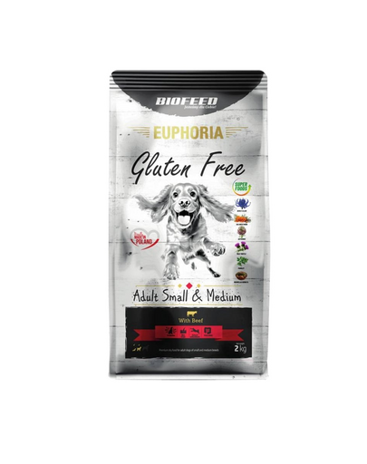 BIOFEED EUPHORIA Gluten Free hrana pentru caini, fara gluten, cu vita 2 kg