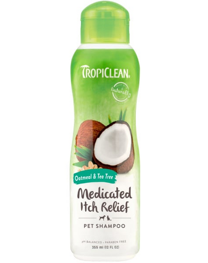 TROPICLEAN Oatmeal Tea Tree Medicated Itch Relief Shampoo 355ml sampon calmant pentru mancarimea pielii caini si pisici