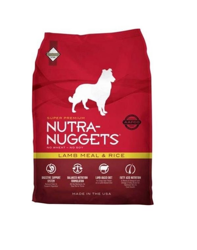 NUTRA NUGGETS Lamb Meal and Rice pentru caini cu probleme de piele 15 kg