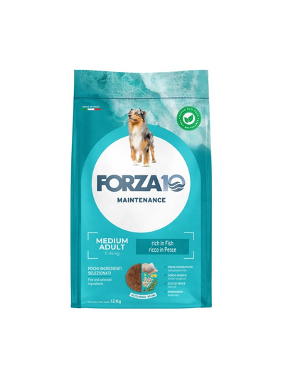 FORZA10 Medium Adult Maintenance Fish hrana pentru caini de talie medie, cu peste 12 kg