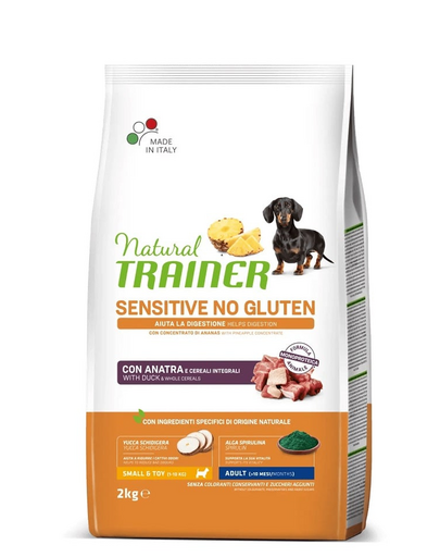 TRAINER Natural Sensitive No Gluten Small Toy Adult cu rata 2kg hrana caini adulti talie mica