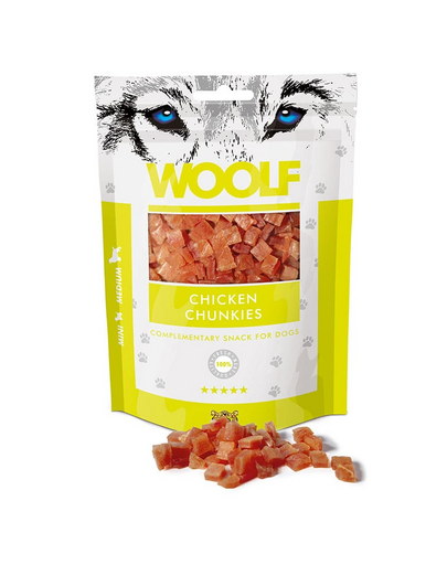 WOOLF Chicken Chunkies 100g cuburi de pui pentru caini