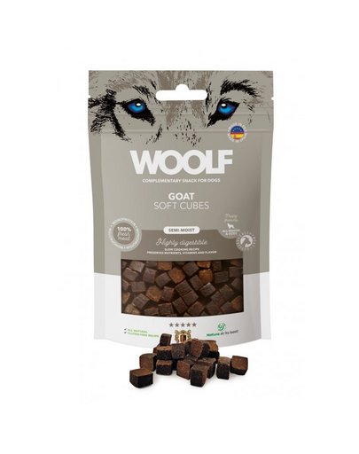 WOOLF Soft Cubes Goat Monoprotein 100g snackuri moi pentru caini, din capra