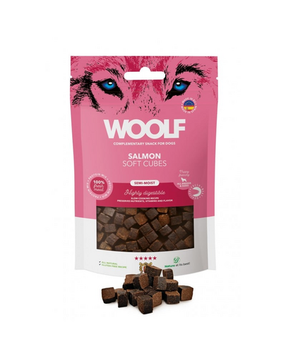 WOOLF Soft Cubes Salmon 100g snack somon pentru caini