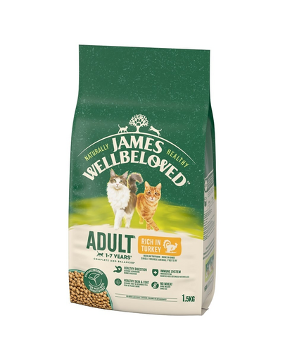 JAMES WELLBELOVED 1,5 kg hrana pisici adulte 1-7 ani bogata in curcan