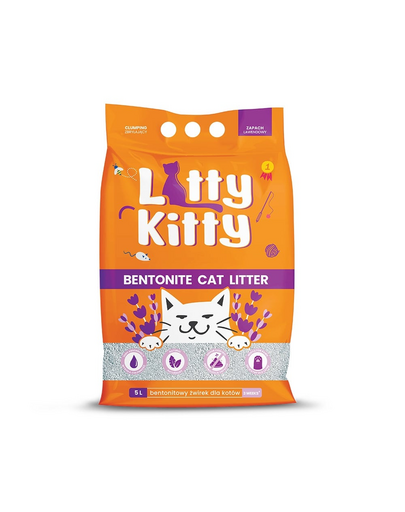 LITTY KITTY Asternut din bentonita pentru pisici, cu lavanda  5 l (4 kg)