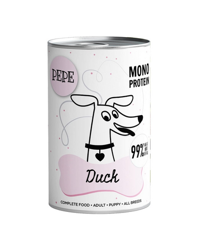 PAKA ZWIERZAKA PEPE Duck 99% rata 400 g hrana monoproteica