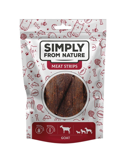 SIMPLY FROM NATURE Meat Strips Recompense pentru caine, cu carne de capra 80 g