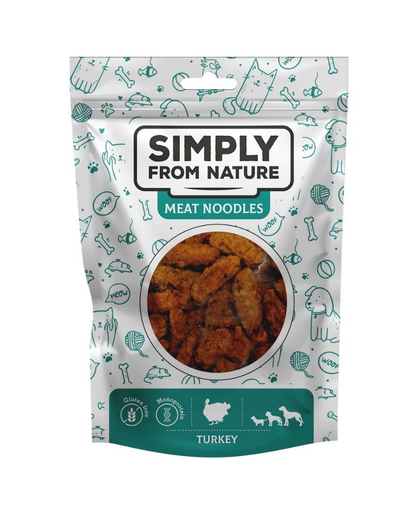 SIMPLY FROM NATURE Meat Noodles Recompensa din curcan pentru caini 80 g