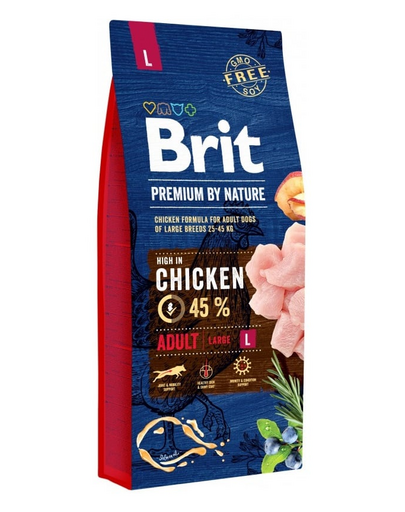 BRIT Premium By Nature Adult Large L Hrana uscata pentru caini adulti de talie mare, cu pui 15 kg