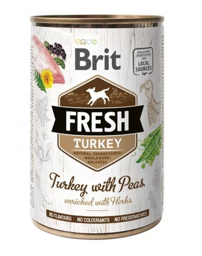 BRIT FRESH Turkey & Peas 400g conserva pentru caini, din curcan si mazare