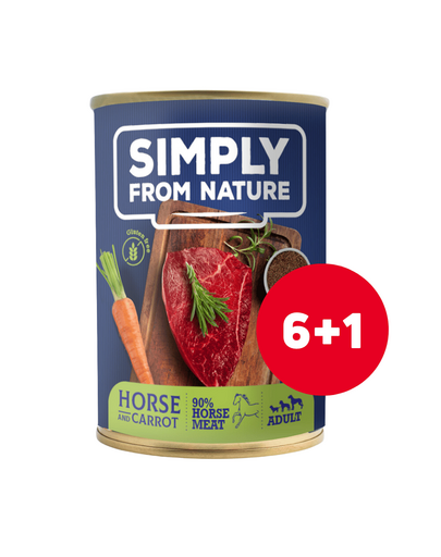 SIMPLY FROM NATURE conserve pentru caini 6 x 400 g + 1 GRATIS cal, seminte de in si morcov