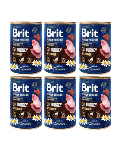 BRIT Premium by Nature Junior Turkey and liver 6x400 g set hrana umeda catelusi, curcan si ficat