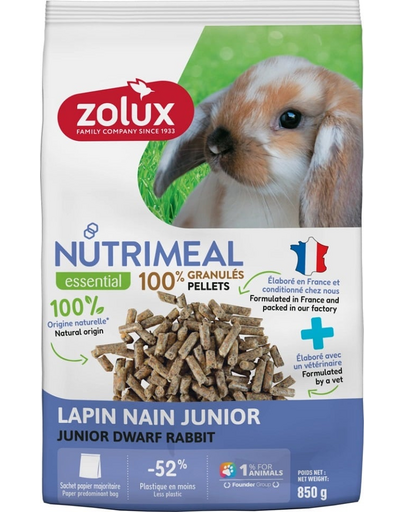 ZOLUX NUTRIMEAL 4 Hrana iepuri miniaturali juniori, sub forma de peleti 850 g