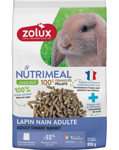 ZOLUX NUTRIMEAL 4 Hrana pentru iepuri miniaturali adulti 850 g