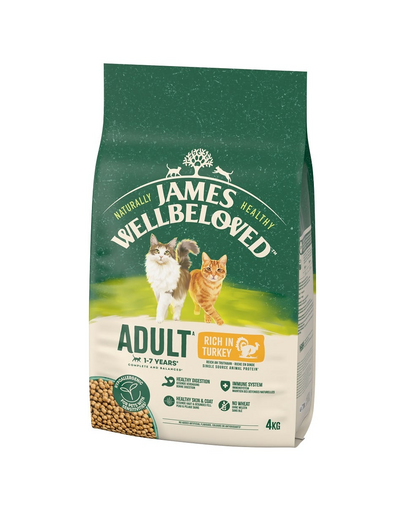 JAMES WELLBELOVED Adult 4 kg hrana din curcan pentru pisici adulte 1-7 ani